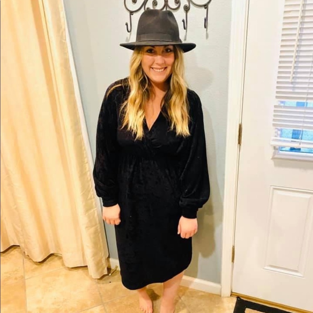 Vintage 90s black velour boho dress